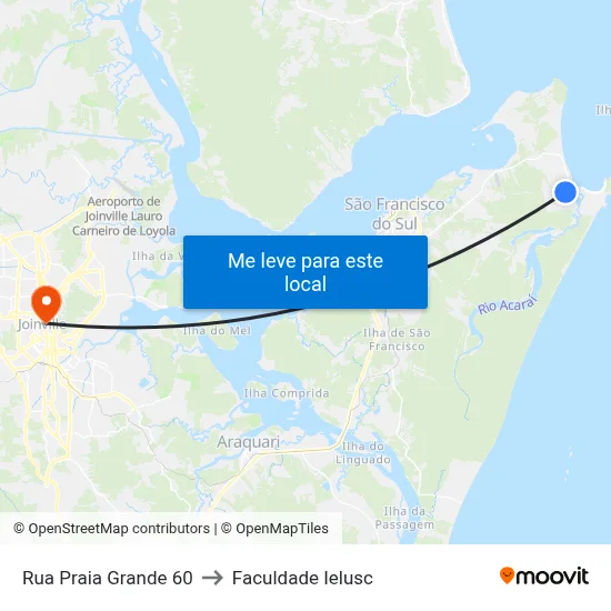 Rua Praia Grande 60 to Faculdade Ielusc map