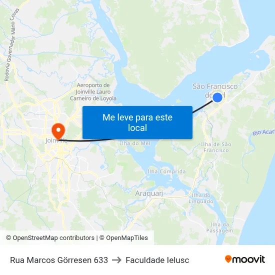 Rua Marcos Görresen 633 to Faculdade Ielusc map