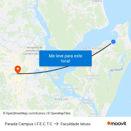 Parada Campus I.F.E.C.T.C to Faculdade Ielusc map