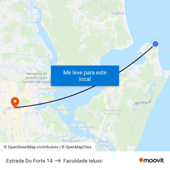 Estrada Do Forte 14 to Faculdade Ielusc map