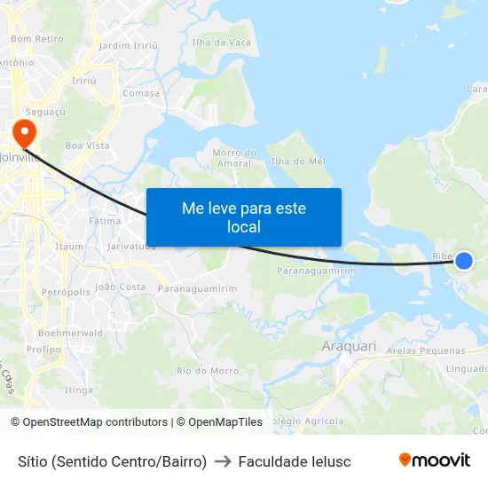 Sítio (Sentido Centro/Bairro) to Faculdade Ielusc map