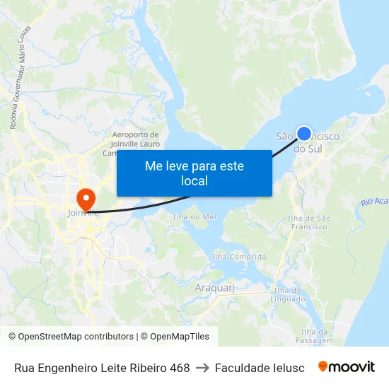 Rua Engenheiro Leite Ribeiro 468 to Faculdade Ielusc map