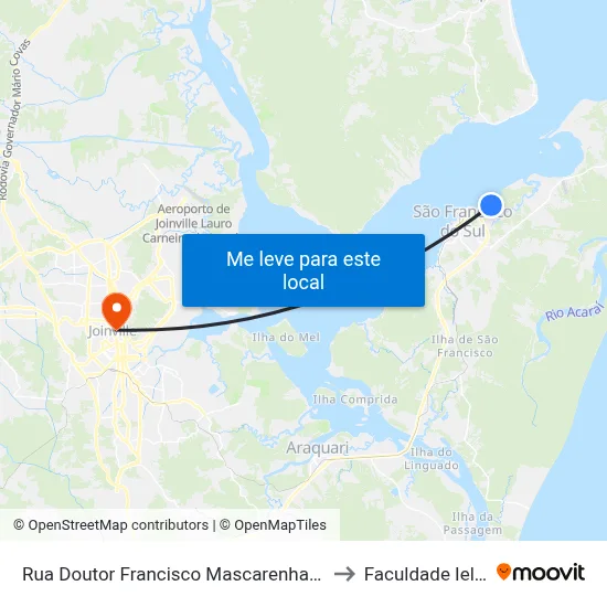 Rua Doutor Francisco Mascarenhas 2799 to Faculdade Ielusc map
