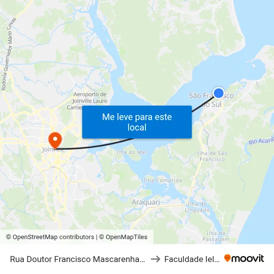 Rua Doutor Francisco Mascarenhas 2145 to Faculdade Ielusc map