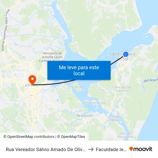 Rua Vereador Sálvio Amado De Oliveira 352 to Faculdade Ielusc map