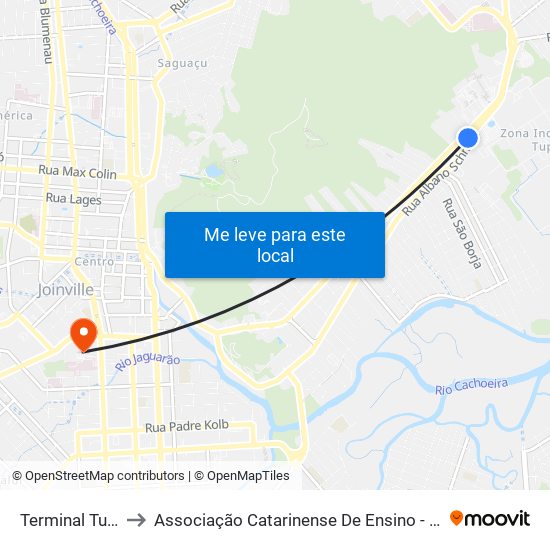 Terminal Tupy to Associação Catarinense De Ensino - Ace map