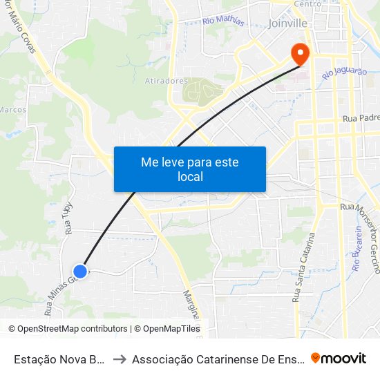 Estação Nova Brasília to Associação Catarinense De Ensino - Ace map