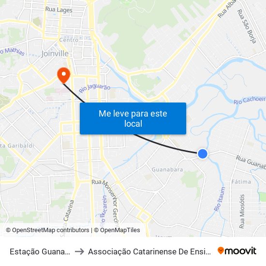 Estação Guanabara to Associação Catarinense De Ensino - Ace map