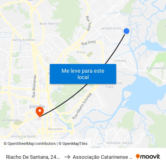 Riacho De Santana, 243 - Jardim Iririú to Associação Catarinense De Ensino - Ace map