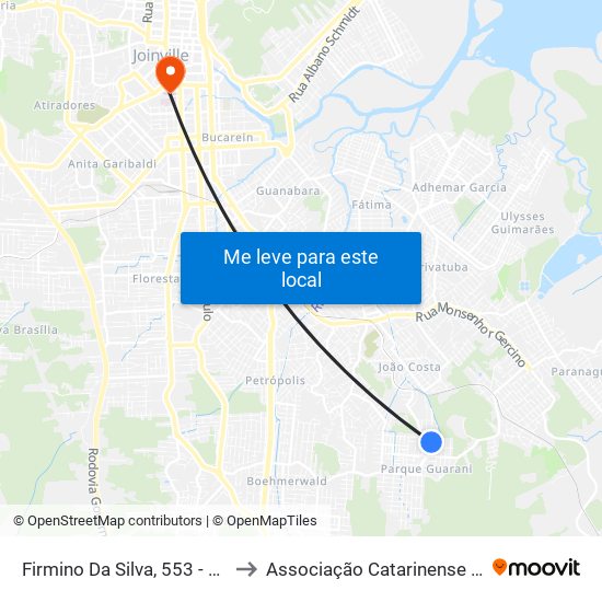 Firmino Da Silva, 553 - Parque Guaraní to Associação Catarinense De Ensino - Ace map