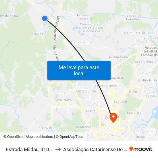 Estrada Mildau, 410 - Joinville to Associação Catarinense De Ensino - Ace map