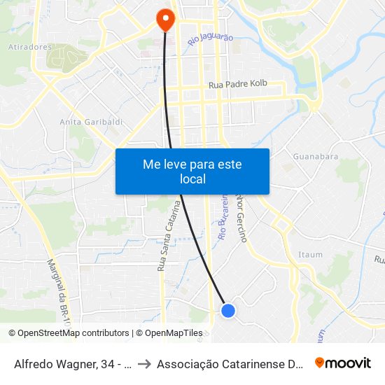 Alfredo Wagner, 34 - Petrópolis to Associação Catarinense De Ensino - Ace map