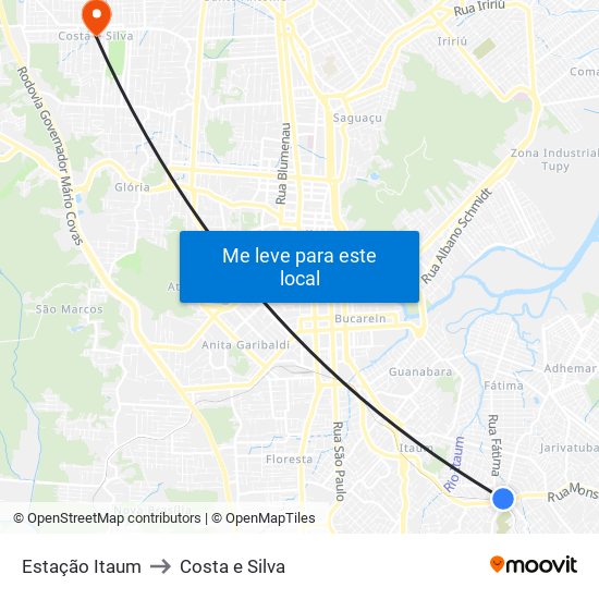 Estação Itaum to Costa e Silva map