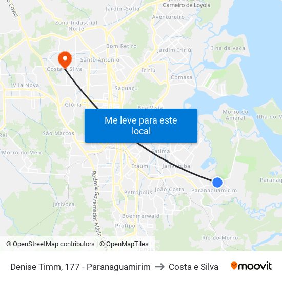 Denise Timm, 177 - Paranaguamirim to Costa e Silva map
