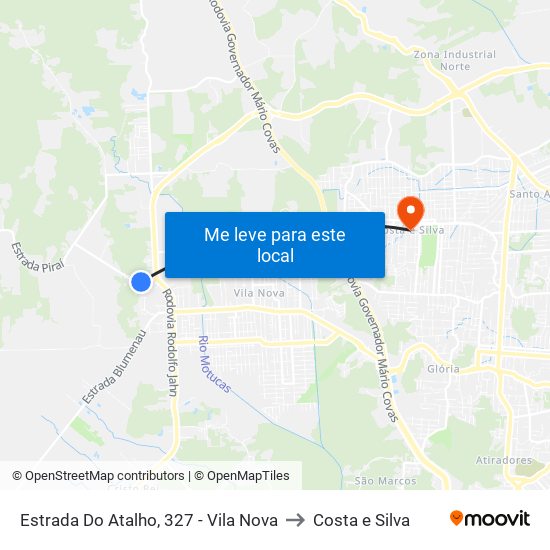 Estrada Do Atalho, 327 - Vila Nova to Costa e Silva map