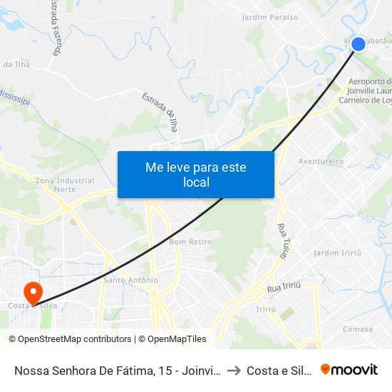 Nossa Senhora De Fátima, 15 - Joinville to Costa e Silva map