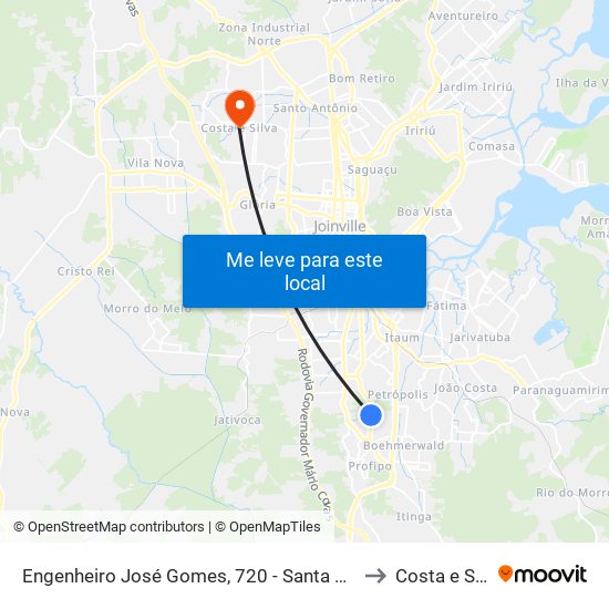 Engenheiro José Gomes, 720 - Santa Catarina to Costa e Silva map