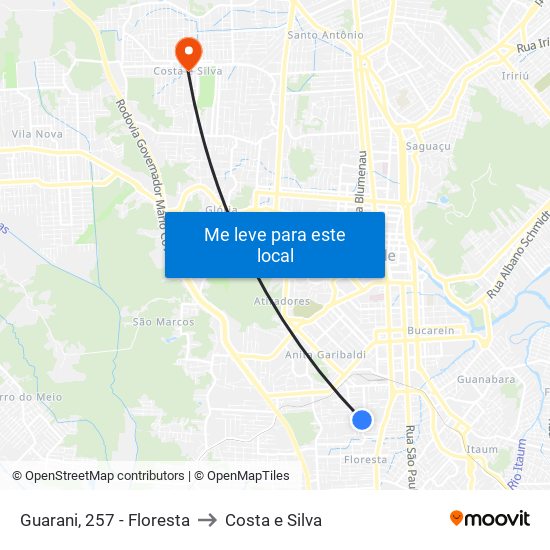 Guarani, 257 - Floresta to Costa e Silva map