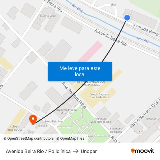 Avenida Beira Rio / Policlínica to Unopar map