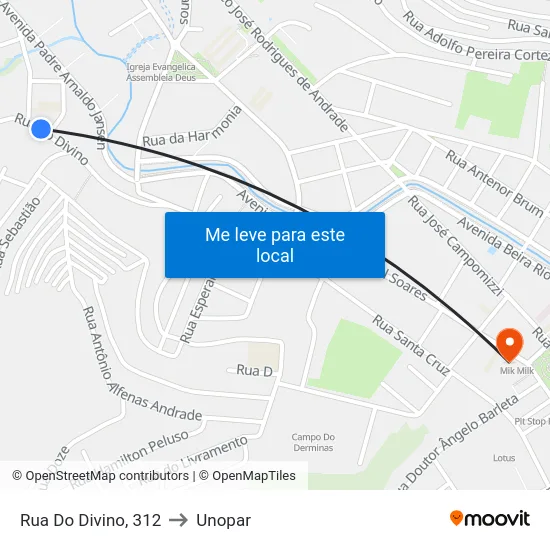 Rua Do Divino, 312 to Unopar map