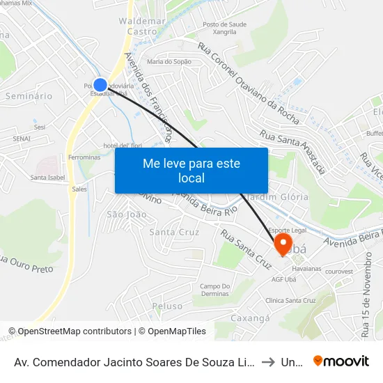 Av. Comendador Jacinto Soares De Souza Lima / Nova Beira Rio I to Unopar map