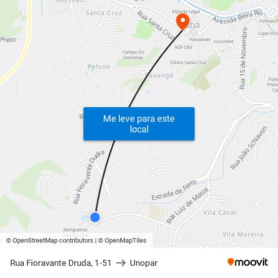 Rua Fioravante Druda, 1-51 to Unopar map