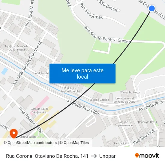 Rua Coronel Otaviano Da Rocha, 141 to Unopar map
