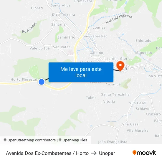 Avenida Dos Ex-Combatentes / Horto to Unopar map