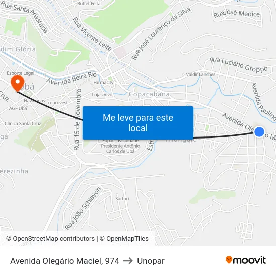 Avenida Olegário Maciel, 974 to Unopar map