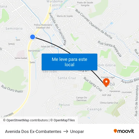 Avenida Dos Ex-Combatentes to Unopar map