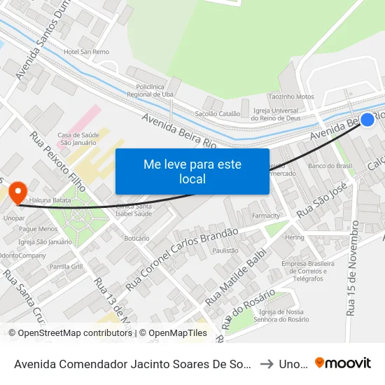 Avenida Comendador Jacinto Soares De Souza Lima, 271 to Unopar map