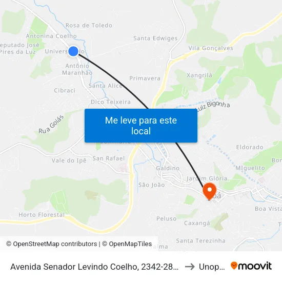 Avenida Senador Levindo Coelho, 2342-2884 to Unopar map