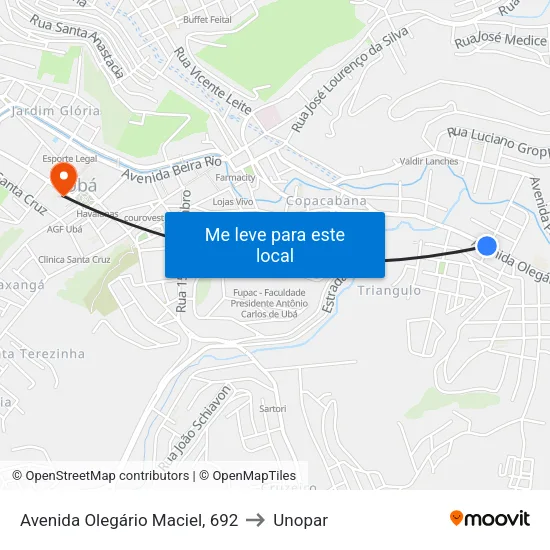 Avenida Olegário Maciel, 692 to Unopar map