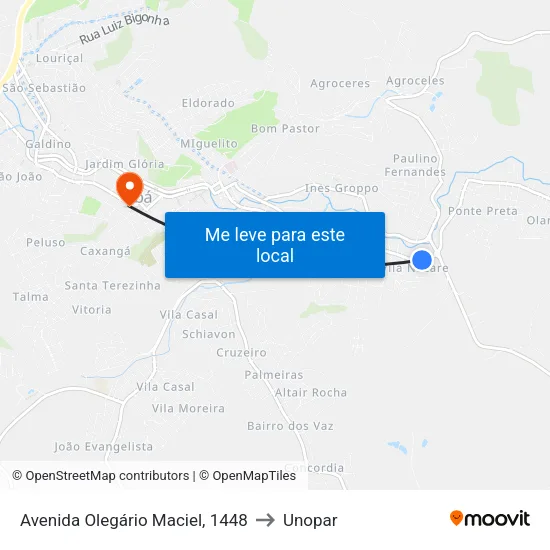 Avenida Olegário Maciel, 1448 to Unopar map