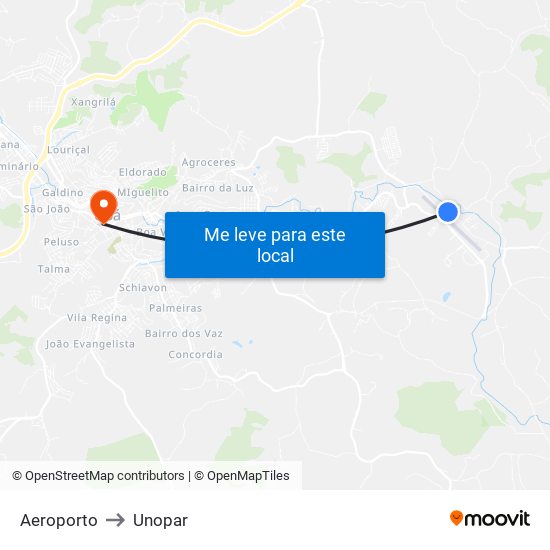 Aeroporto to Unopar map