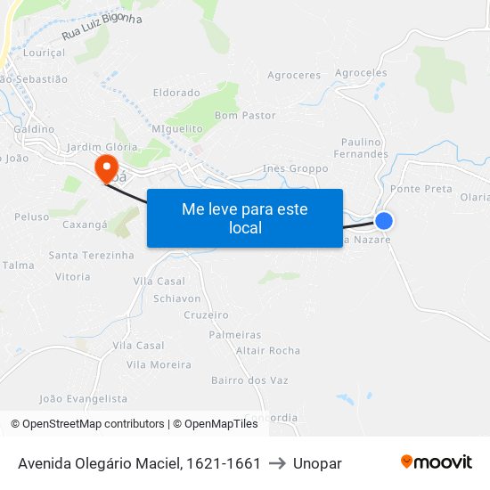 Avenida Olegário Maciel, 1621-1661 to Unopar map