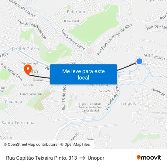 Rua Capitão Teixeira Pinto, 313 to Unopar map