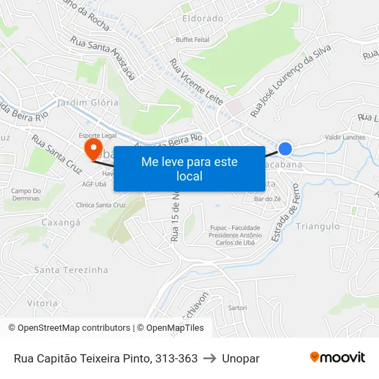 Rua Capitão Teixeira Pinto, 313-363 to Unopar map