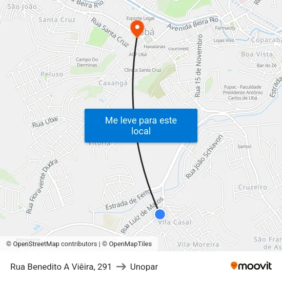 Rua Benedito A Viêira, 291 to Unopar map