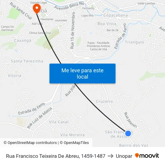 Rua Francisco Teixeira De Abreu, 1459-1487 to Unopar map