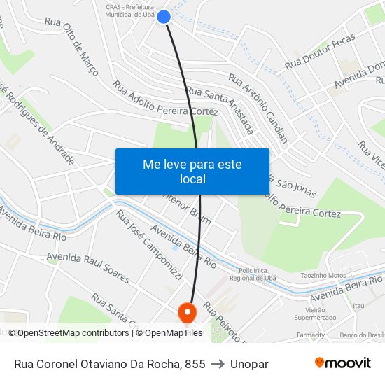 Rua Coronel Otaviano Da Rocha, 855 to Unopar map