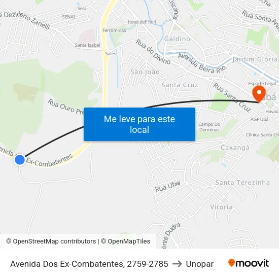 Avenida Dos Ex-Combatentes, 2759-2785 to Unopar map