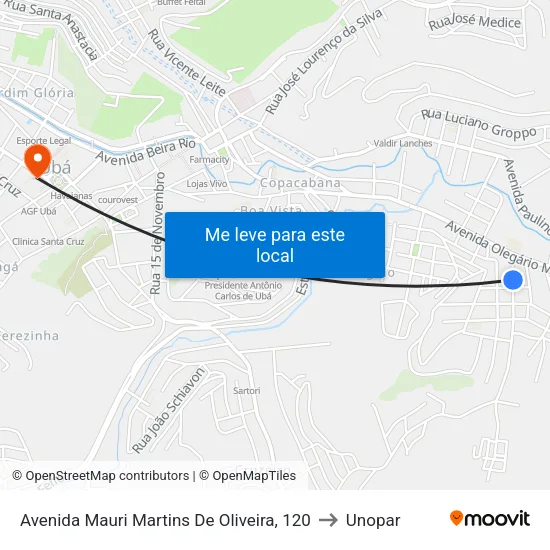 Avenida Mauri Martins De Oliveira, 120 to Unopar map