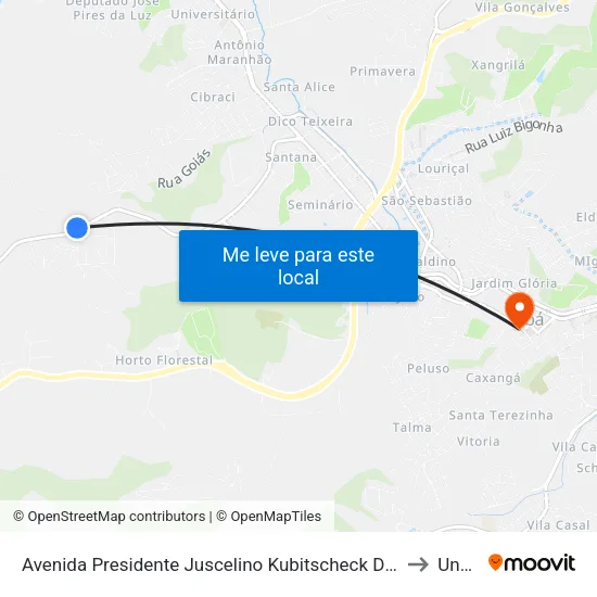 Avenida Presidente Juscelino Kubitscheck De Oliveira, 2382-2416 to Unopar map