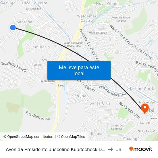 Avenida Presidente Juscelino Kubitscheck De Oliveira  360-406 to Unopar map