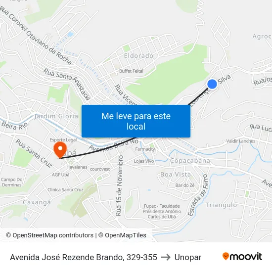 Avenida José Rezende Brando, 329-355 to Unopar map