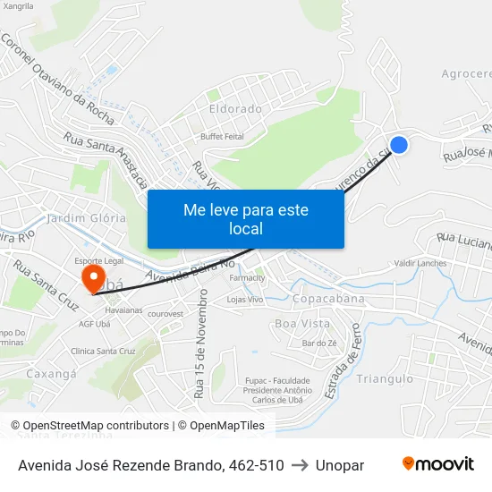 Avenida José Rezende Brando, 462-510 to Unopar map