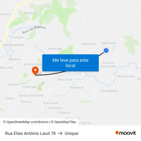 Rua Elías Antônio Laud 78 to Unopar map