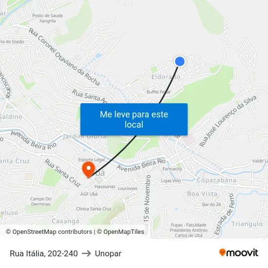 Rua Itália, 202-240 to Unopar map