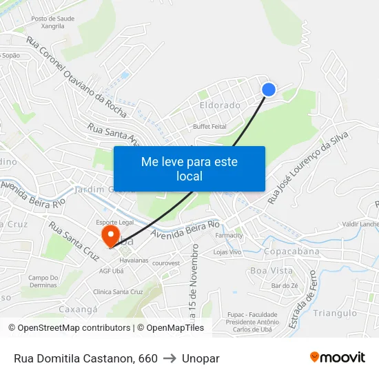 Rua Domitila Castanon, 660 to Unopar map